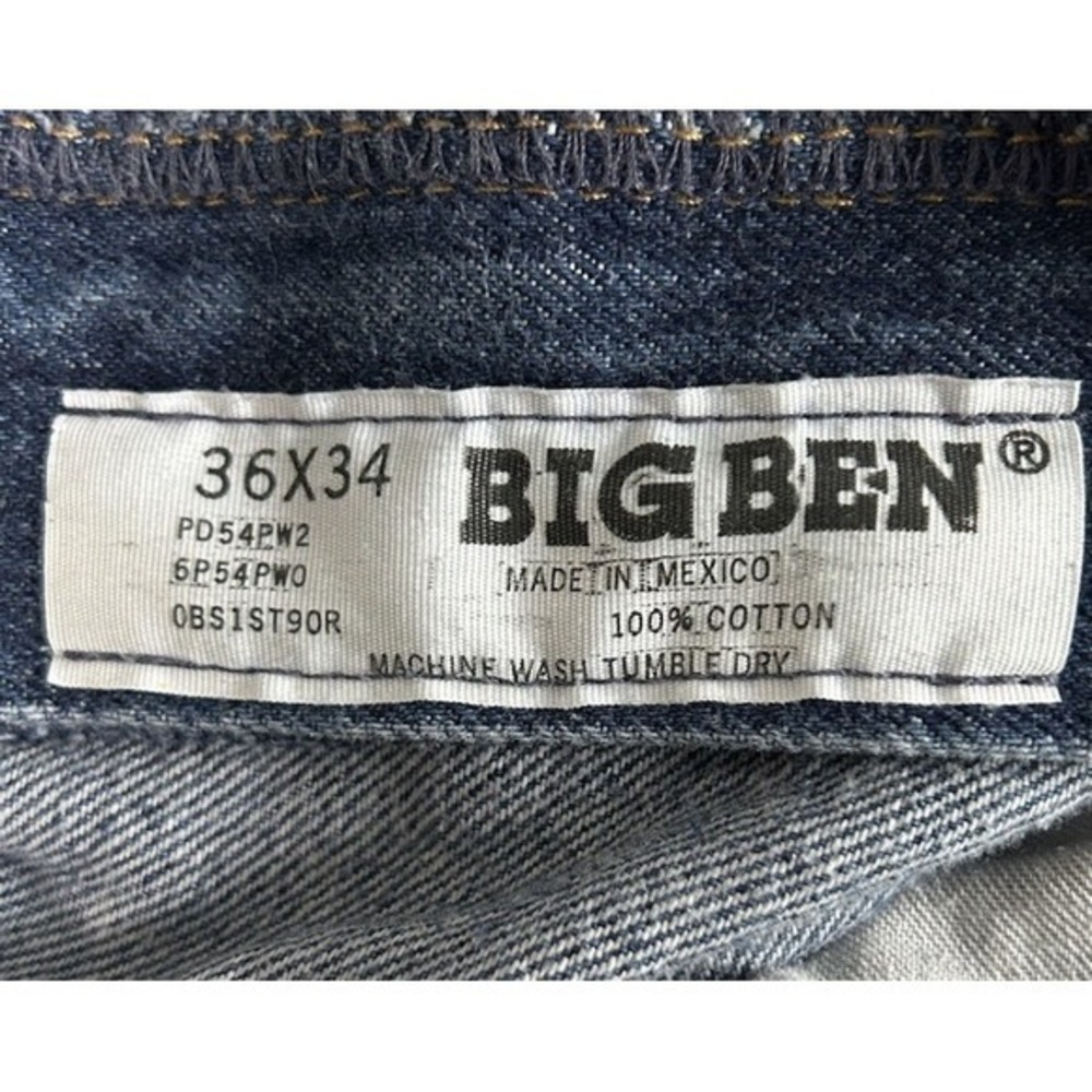 Vintage Big Ben Denim Jeans 36x34 Men Blue Wash Classic Style Relaxed Fit Casual - Picture 5 of 8